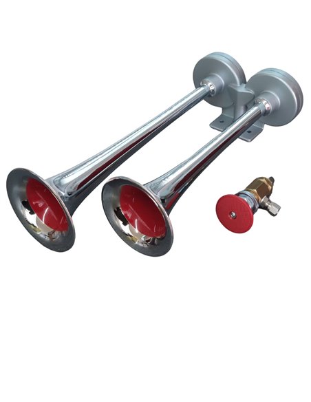 Bocinas neumáticas Fisa Dominator FN2C con válvula de pie Bocinas neumáticas Fisa Dominator FN2C con válvula de pie