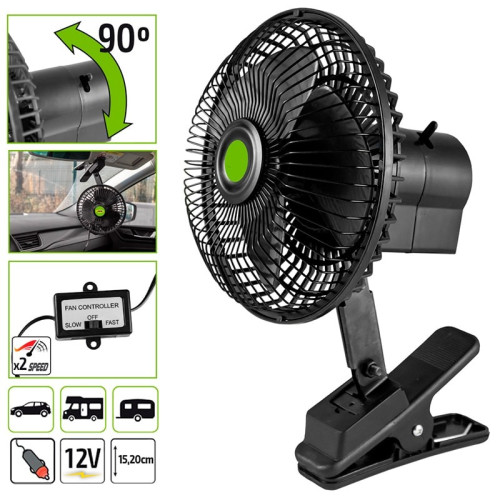 VENTILADOR CONEXION MECHERO 12V DIAMETRO 17 CM