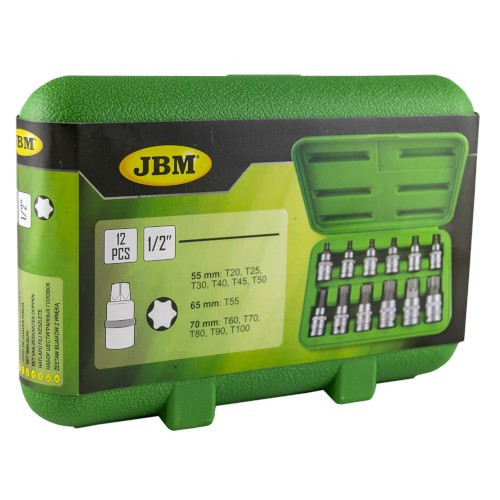 JBM 51261 Set 12 piezas 1/2" punta torx