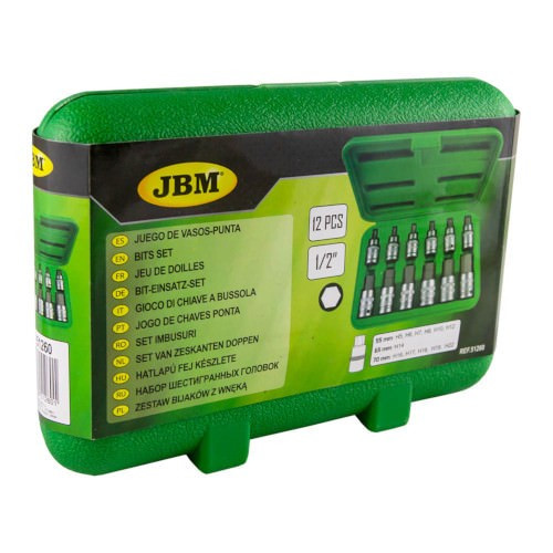 JBM 51260 Set de 12 piezas de 1/2" punta hexagonal