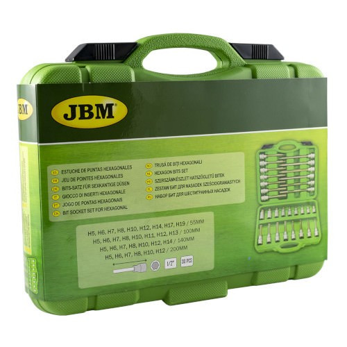 JBM 52604 Estuche de puntas para tornillos hexagonales 30 piezas
