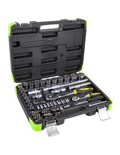 Caja de herramientas 74 piezas vasos 12 caras cromados JBM 53074 2