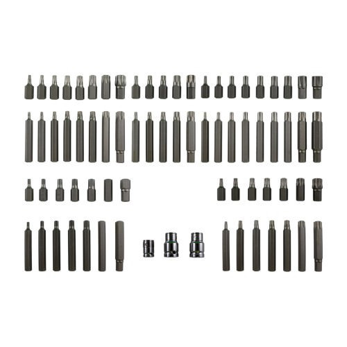 JBM 52550 Estuche de puntas 75 piezas para tornillos ribe, xzn, torx hexagonal inv.