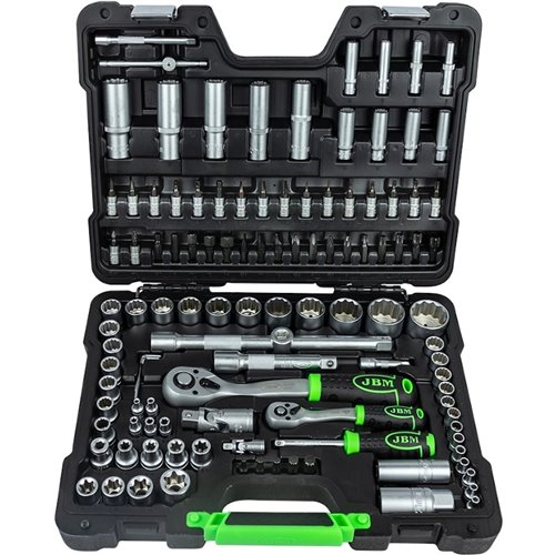 Caja de herramientas 113 piezas vasos de 12 caras JBM 54036