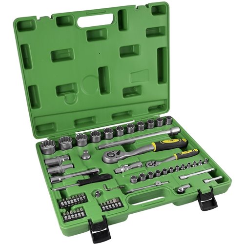 JBM 52722 Estuche de herramientas de 61 piezas vasos spline de 1/2" y 1/4"