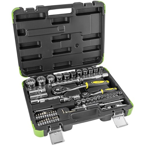 JBM 53108 Estuche de herramientas 61 piezas vasos spline de 1/2" y 1/4"