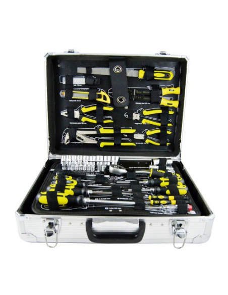 JBM 53444 Caja de herramientas de aluminio 108 piezas vasos 1/2"