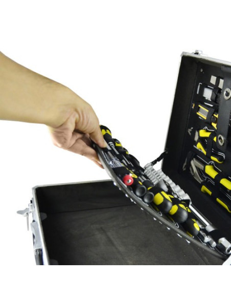 JBM 53444 Caja de herramientas de aluminio 108 piezas vasos 1/2"