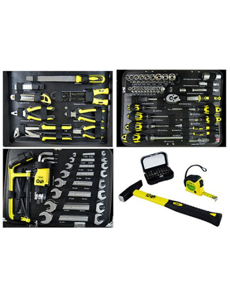 JBM 53444 Caja de herramientas de aluminio 108 piezas vasos 1/2"