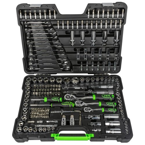 Caja de herramientas 216 piezas vasos hexagonales cromados JBM 54045