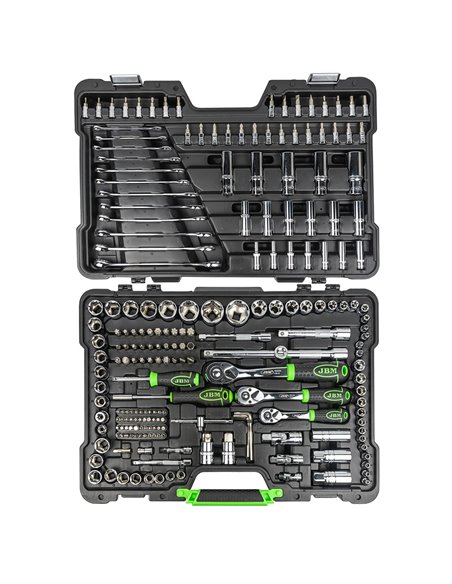 Caja de herramientas 216 piezas vasos hexagonales cromados JBM 54045