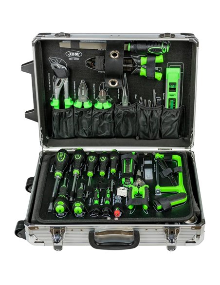 Caja de herramientas de 159 piezas vasos hexagonales JBM 53159 maletín de aluminio Caja de herramientas de 159 piezas vasos hexagonales JBM 53159 maletín de aluminio