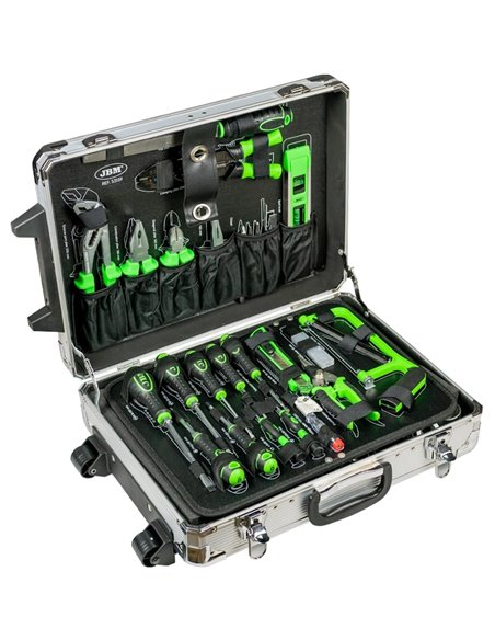 Caja de herramientas de 159 piezas vasos hexagonales JBM 53159 maletín de aluminio Caja de herramientas de 159 piezas vasos hexagonales JBM 53159 maletín de aluminio