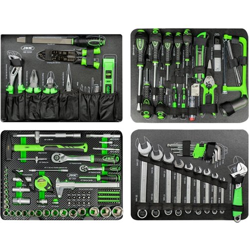 Caja de herramientas de 159 piezas vasos hexagonales JBM 53159 maletín de aluminio