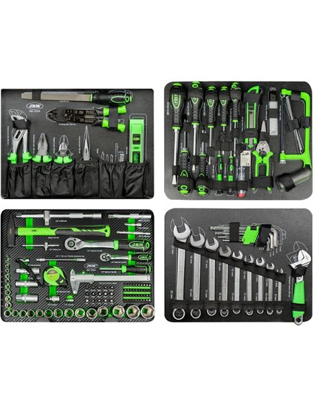 Caja de herramientas de 159 piezas vasos hexagonales JBM 53159 maletín de aluminio Caja de herramientas de 159 piezas vasos hexagonales JBM 53159 maletín de aluminio