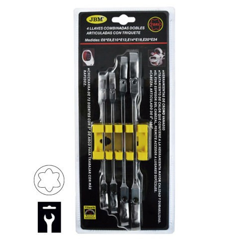 JBM 50754 Set de 4 llaves torx articuladas con trinquete
