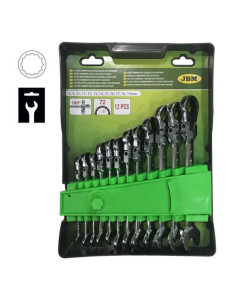 JBM 51318 Set de 12 llaves combinadas articuladas con trinquete 2