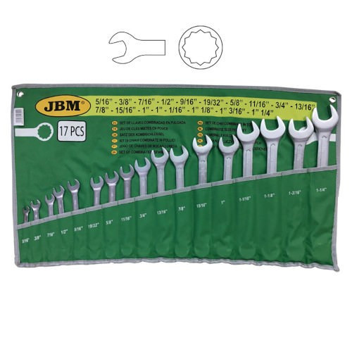JBM 51890 Set de 17 llaves combinadas en pulgada