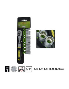 JBM 52951 Carraca 72 dientes con vasos de 12 cantos 1/4" 2