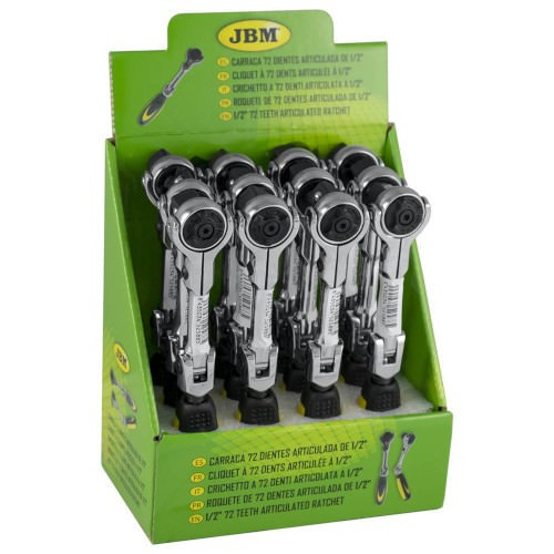 JBM 52588 Carraca de  72 dientes articulada  1/2" 175mm