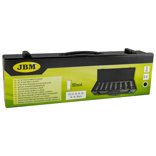 JBM 53470 Set de 8 vasos de impacto largos hexagonal De 3/4"