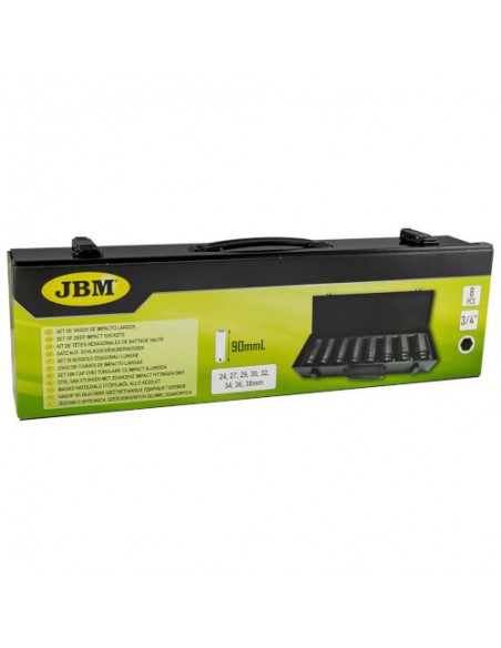 JBM 53470 Set de 8 vasos de impacto largos hexagonal De 3/4"