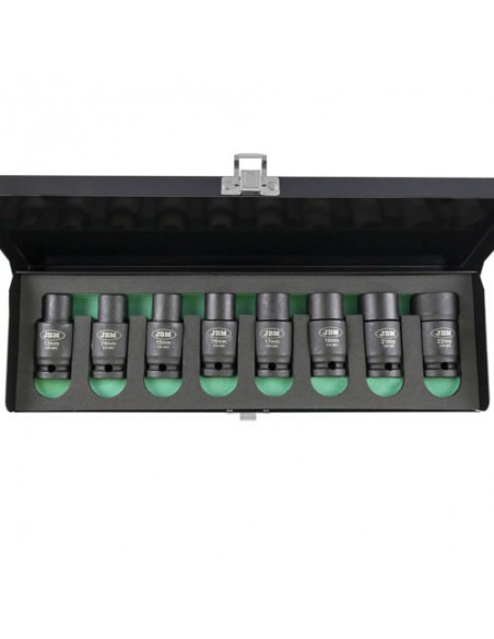 JBM 53044 Set 8 vasos impacto hexagonal Con doble posicion (fijo/articulado)