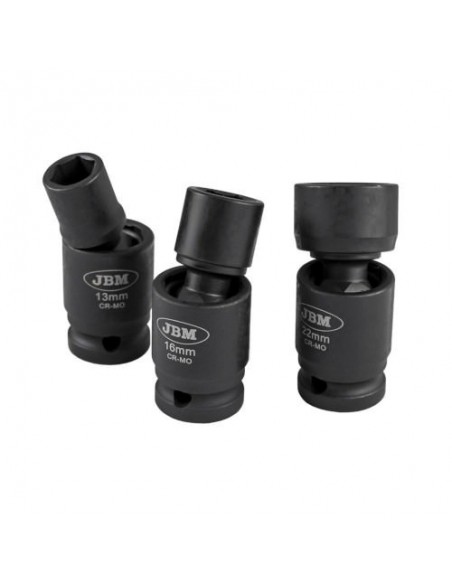 JBM 53044 Set 8 vasos impacto hexagonal Con doble posicion (fijo/articulado)