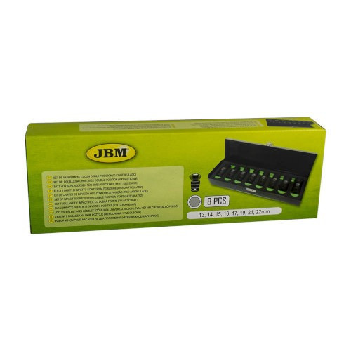 JBM 53044 Set 8 vasos impacto hexagonal Con doble posicion (fijo/articulado)