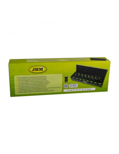 JBM 53044 Set 8 vasos impacto hexagonal Con doble posicion (fijo/articulado)