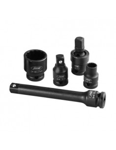 JBM 53531 Set de 19 piezas de impacto de 1/2" con 14 vasos de 12 cantos + adaptadores 2