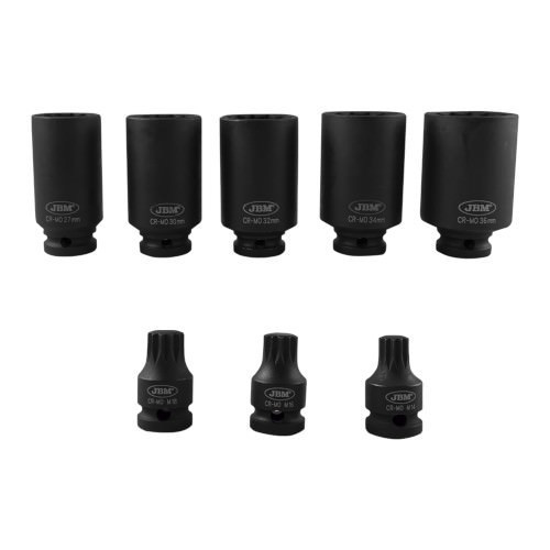 JBM 52547 Set de 5 vasos y 3 puntas xzn de impacto de 1/2"