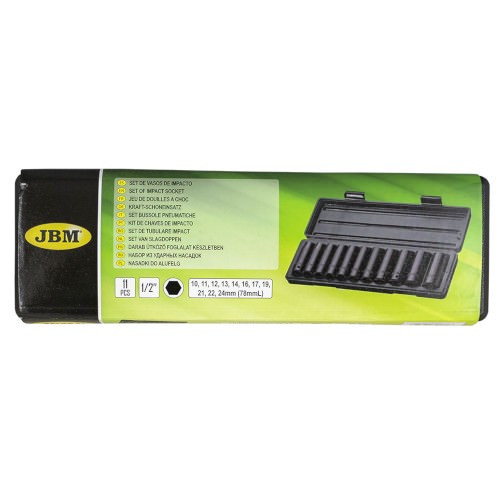 JBM 52342 Set de 11 vasos de impacto hexagonal de 1/2"