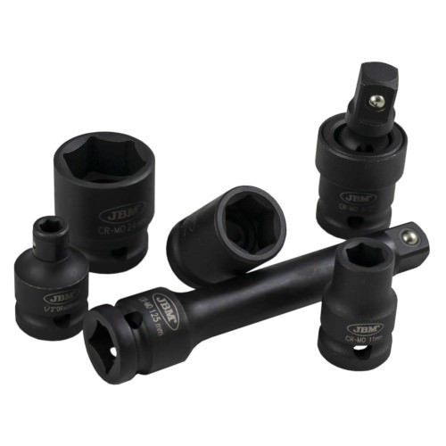 JBM 52341 Set de vasos de impacto de 13 piezas de 1/2" hexagonal + adaptador