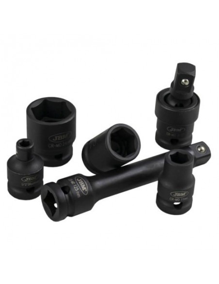 JBM 52341 Set de vasos de impacto de 13 piezas de 1/2" hexagonal + adaptador