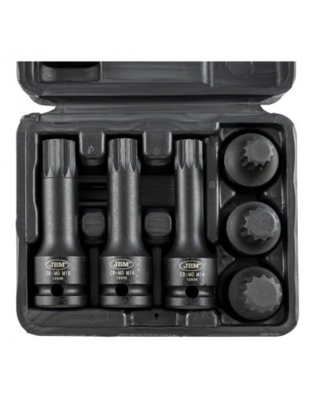 JBM 52546 Set de 6 vasos punta xzn de impacto de 1/2"