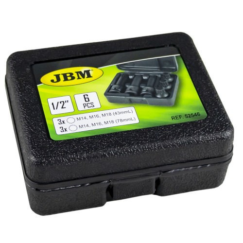 JBM 52546 Set de 6 vasos punta xzn de impacto de 1/2"
