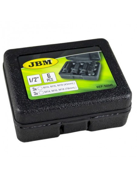 JBM 52546 Set de 6 vasos punta xzn de impacto de 1/2"