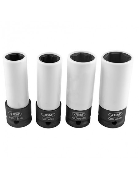 JBM 53587 Set de 4 vasos de impacto para llantas de aleación - 1/2"