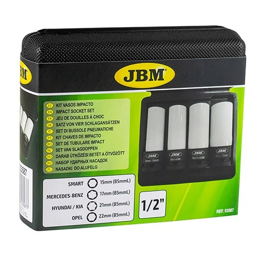 JBM 53587 Set de 4 vasos de impacto para llantas de aleación - 1/2"