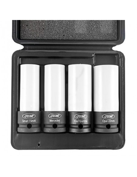 JBM 53587 Set de 4 vasos de impacto para llantas de aleación - 1/2"