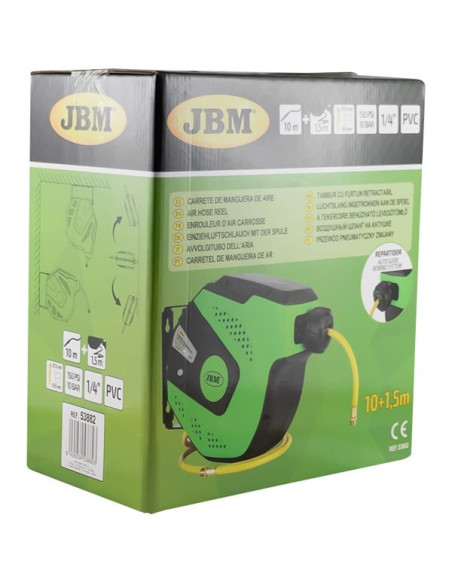 Carrete de manguera de aire de 11 metros color verde