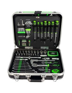 Caja de herramientas de 135 piezas vasos hexagonales JBM 53928 maletín de aluminio 2