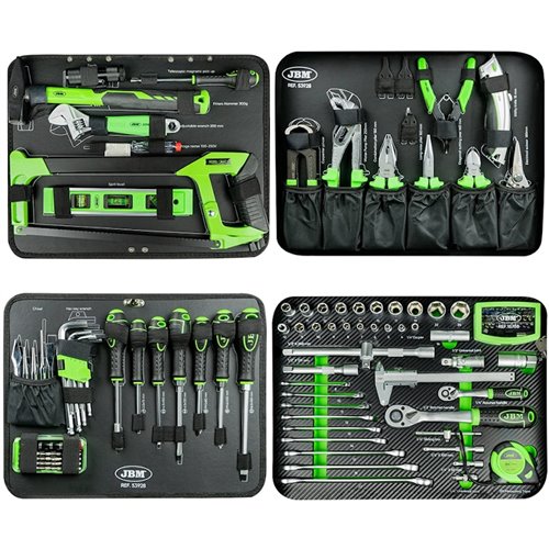 Caja de herramientas de 135 piezas vasos hexagonales JBM 53928 maletín de aluminio