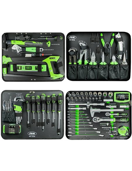 Caja de herramientas de 135 piezas vasos hexagonales JBM 53928 maletín de aluminio