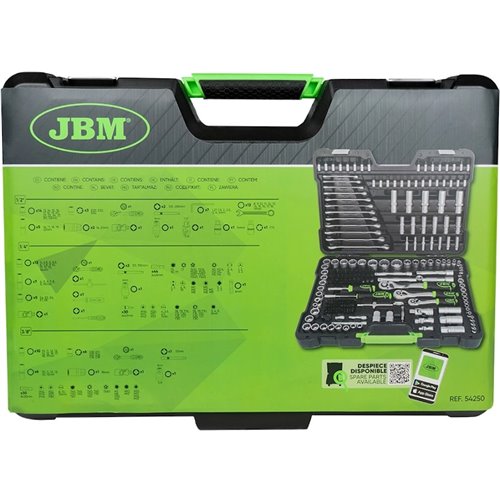Caja de herramientas 216 piezas vasos 12 caras JBM 54250