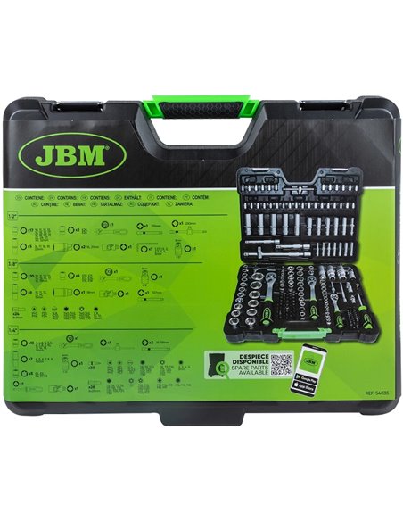 Caja de herramientas 179 piezas vasos hexagonales JBM 54035