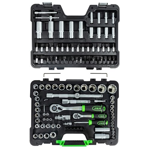 Caja de herramientas 113 piezas vasos de 12 caras JBM 54036