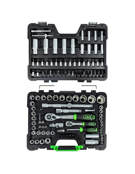 Caja de herramientas 113 piezas vasos de 12 caras JBM 54036