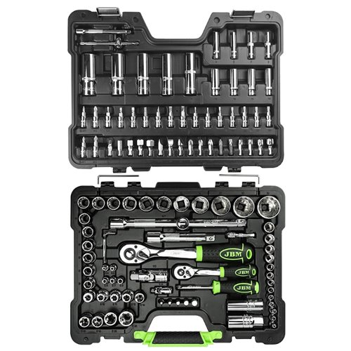 Caja de herramientas 113 piezas vasos cromados de 12 caras JBM 54047